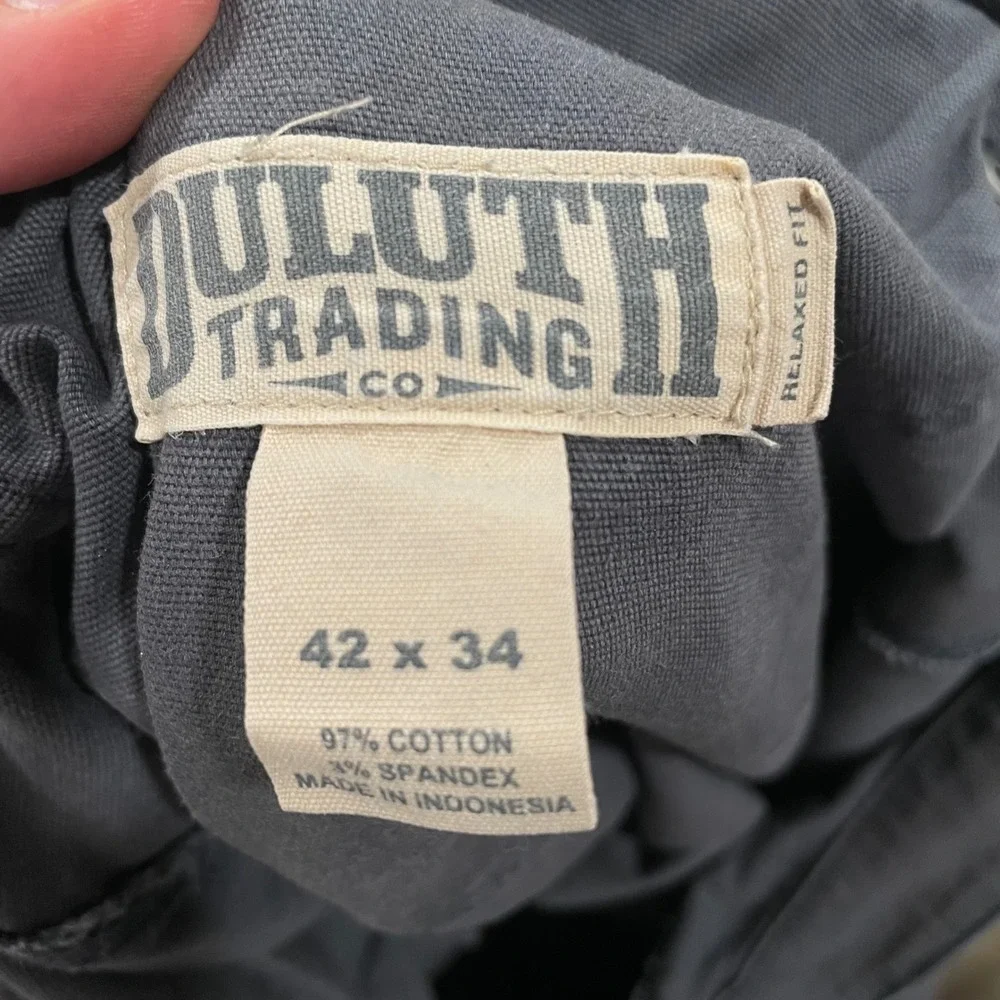 Duluth Trading Co Flex Fire Hose Relaxed Fit Pants Mens 42x34 Charcoal Gray Work
